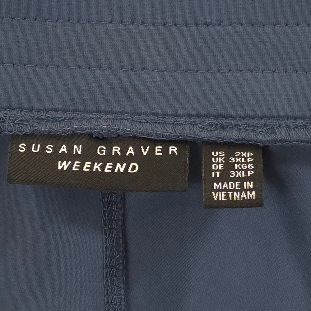 Susan Graver Weekend Crop Pants Pull On Blue Women 2XP Casual Chic Office Travel - Picture 6 of 7